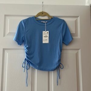 Zara blue t shirt with side ties large
